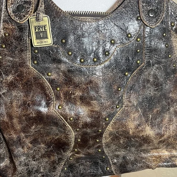 Frye Distressed Leather Shoulder Bag, Chocolate Brown - Picture 3 of 9